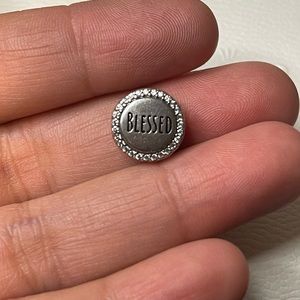 Sterling Silver Blessed Pandora Charm with Rhinestones